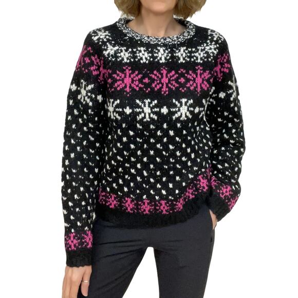 J.Crew Jacquard Snowflake Sweater Sz S New $168 Relaxed Chunky Knit Wool Alpaca - Picture 2 of 10